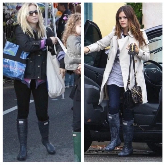 HUNTER x JIMMY CHOO Wellington Crocodile Embossed Rain Boots Winter Rain Boots